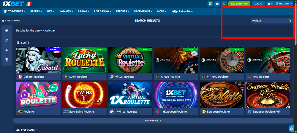 Cómo encontrar la ruleta en 1xBet
