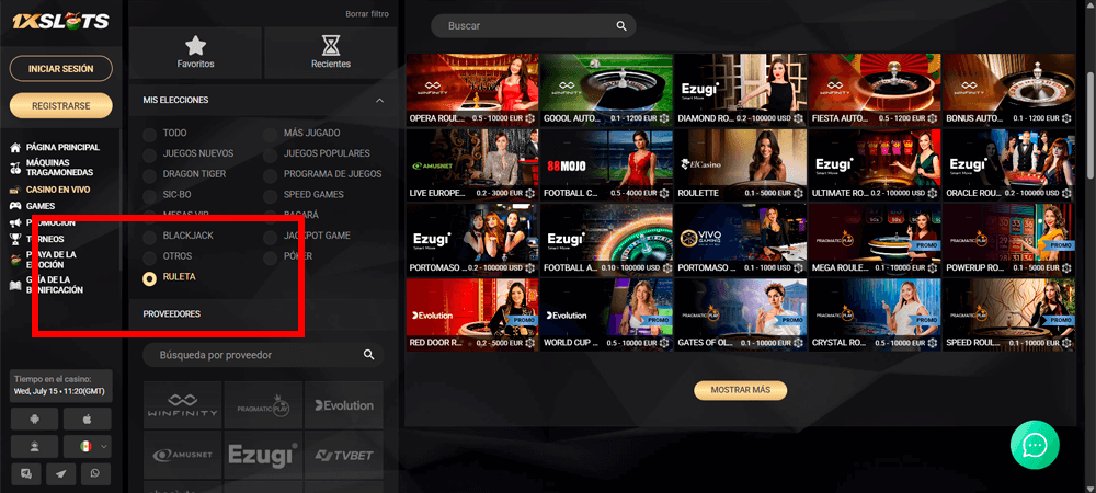 Cómo encontrar la ruleta en 1xSlots