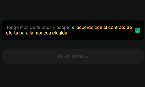 Aceptar las condiciones y completar el registro